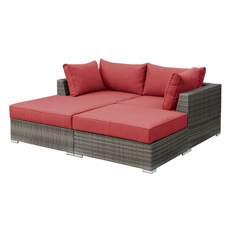 Canapé modulaire 4 pièces rembourré, 100 % polyester rouge