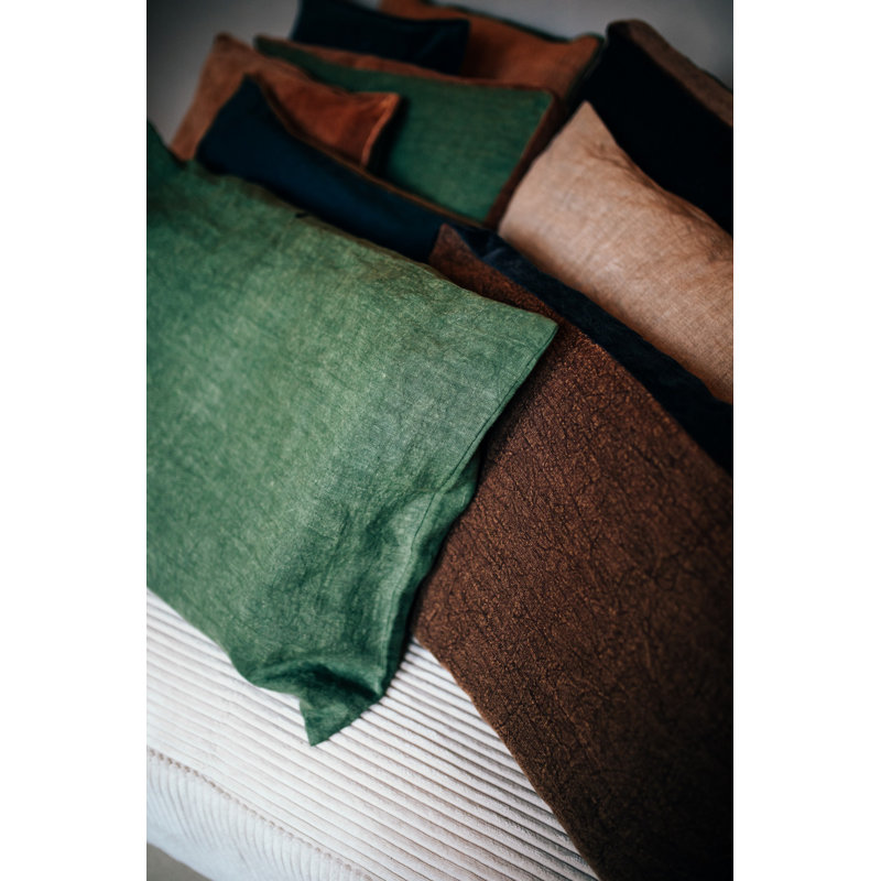 Coussin en lin Alpha Basics, Vert