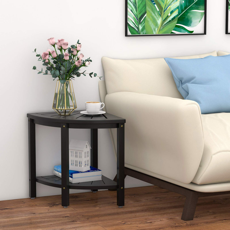 15.8'' W Wood Shower Bench, Black