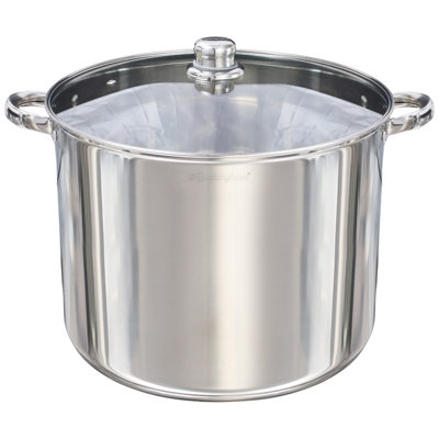 Buckingham Deep Induction Stainless Steel Stock Pot with Glass Lid