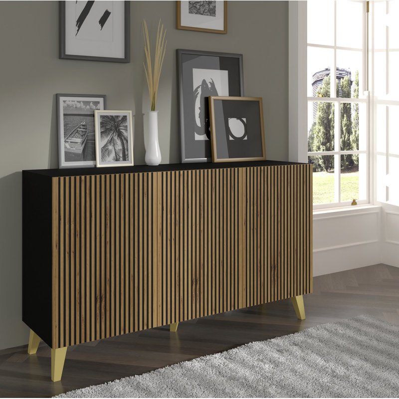 Jacarri 58.94'' Sideboard, Black/Natural Artisan Oak/Gold