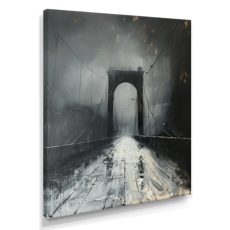 Impression sur toile grise et blanche monochromes, H 32 po x l 16 po x P 1 po, Toile tendue
