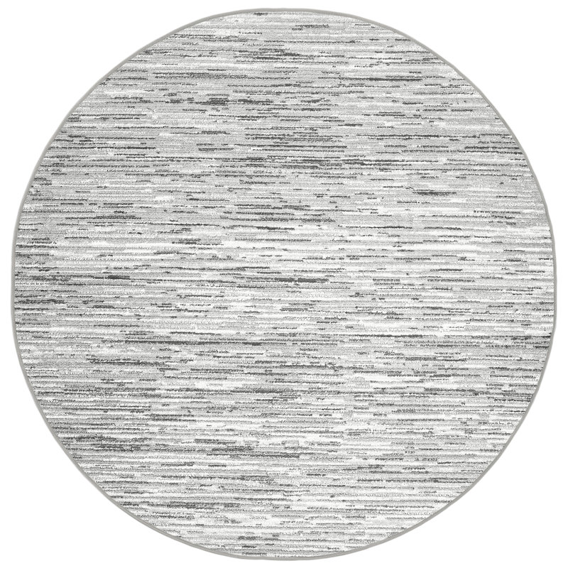 Tapis rayé gris Davide 1228, Rond 8 pi