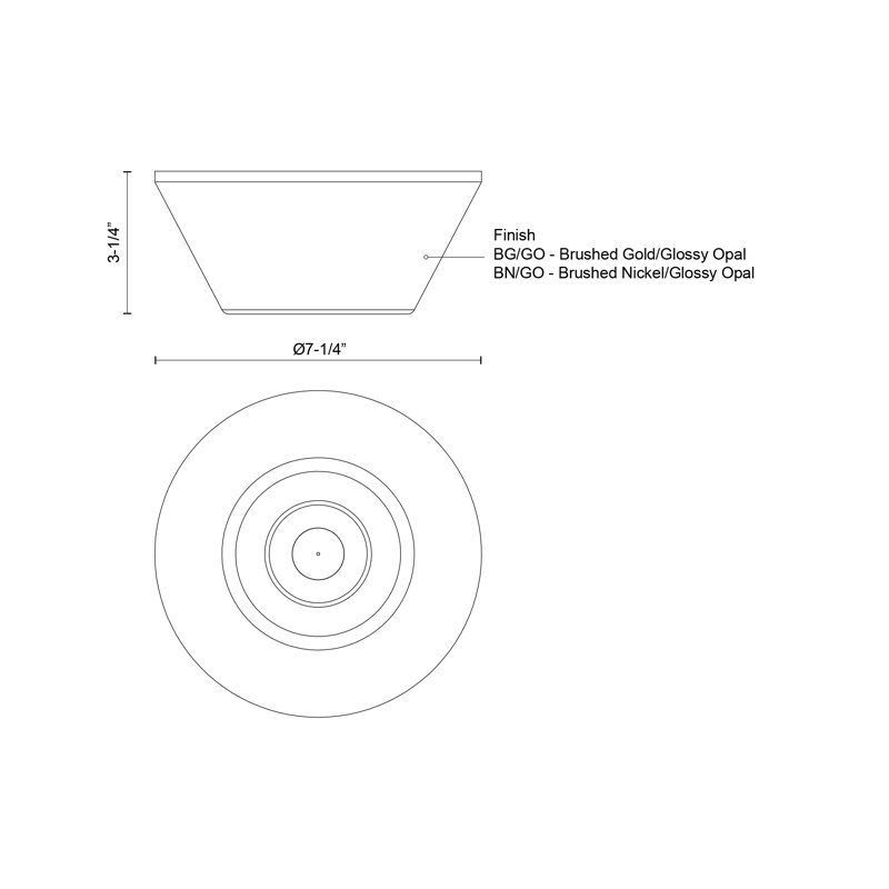 Holt Glass LED Flush Mount, 3.25" H x 7.25" W x 7.25" D, Brushed Nickel/Glossy Opal