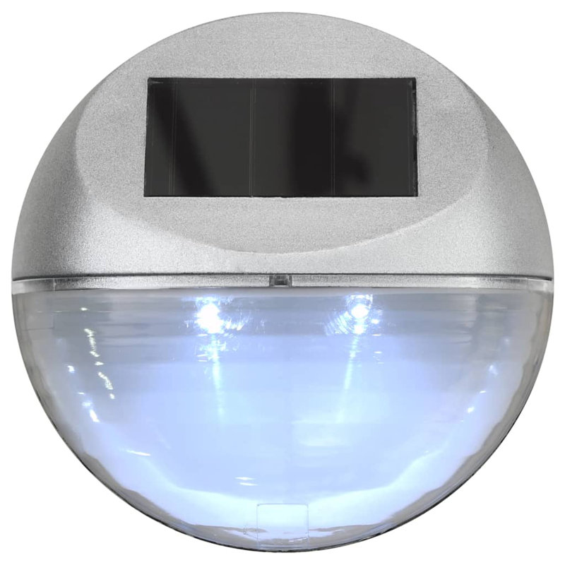 12 - Bulb Solar Powered Integrated LED Outdoor Bulkhead Light, Silver