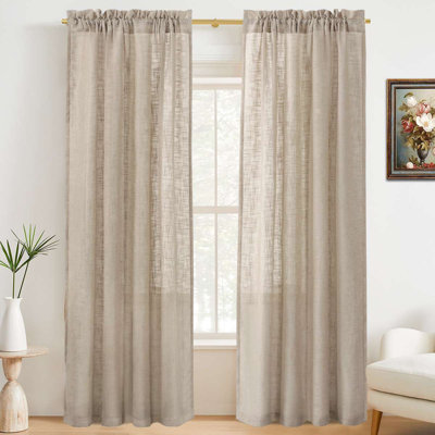 Rideaux en lin Rideaux en mélange de lin naturel pour salon Rideaux en toile de jute texturés Rideaux à passe-tringle filtrant la lumière Rideaux de chambre à coucher 2 ensembles de rideaux