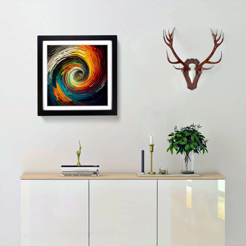Hypnotize Palette Knife Painting - Framed Print, Black