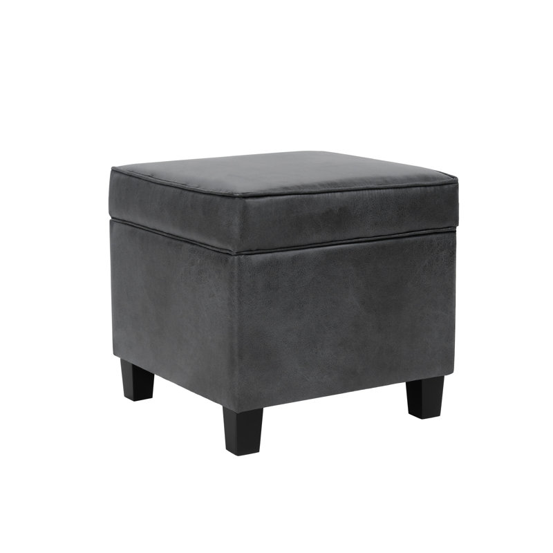 Andrimont Faux Leather Ottoman, Gray