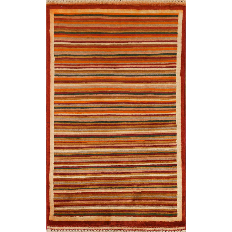 Tapis oriental rayé Gabbeh 2x4
