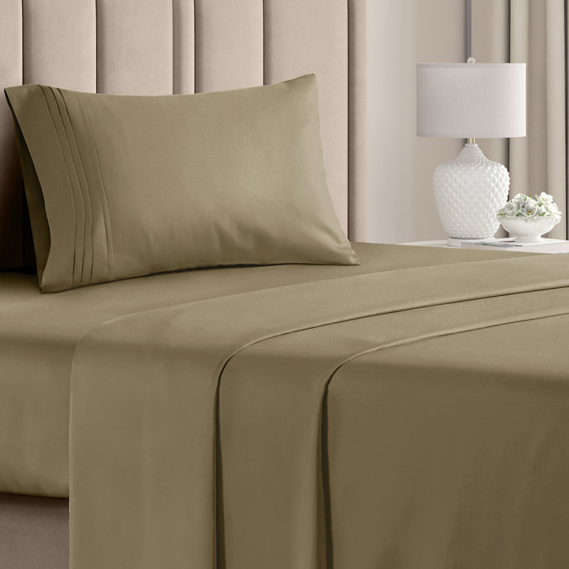 Premium Cooling, Soft & Wrinkle Free Sheet Set - Ultra Soft & Premium Hotel Luxury Bed Sheet Set, Khaki