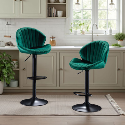 ??Set of 2 Adjustable Bar Stools Swivel Bar Chairs with Backrest & Footrest - Counter Height?
