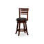 Tabouret pivotant à dossier et à lattes de 24 po de hauteur comptoir, siège en tissu à finition cerisier-1080185672-1080185719