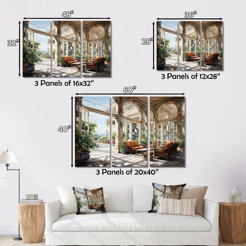 «Country Club Elegant Retreat I», reproduction sur toile 3 pièces, H 40 po x l 60 po x P 1 po