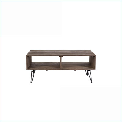 Table basse vintage en bois récupéré pour le salon, pliable avec rangement ouvert Pieds en métal