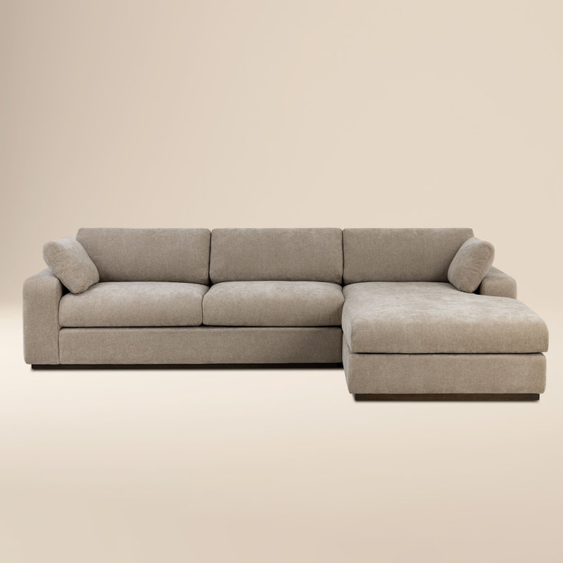 Canapé modulaire en chenille brun flottant l 123 po Sandim, Right Hand Facing