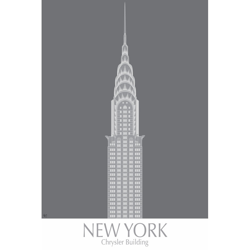 New York Chrysler Building Monochrome by Fab Funky - Wrapped Canvas Art Print, 46cm H x 30cm W