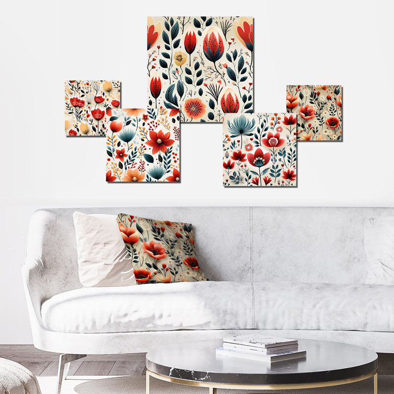 Coriandre - ensemble d'art mural floral de 5