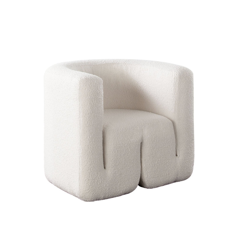 Fauteuil d'appoint Pulse en tissu bouclé ivoire