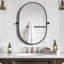 Miroirs muraux ovales en métal avec cadre incliné-2055356698-2055356699