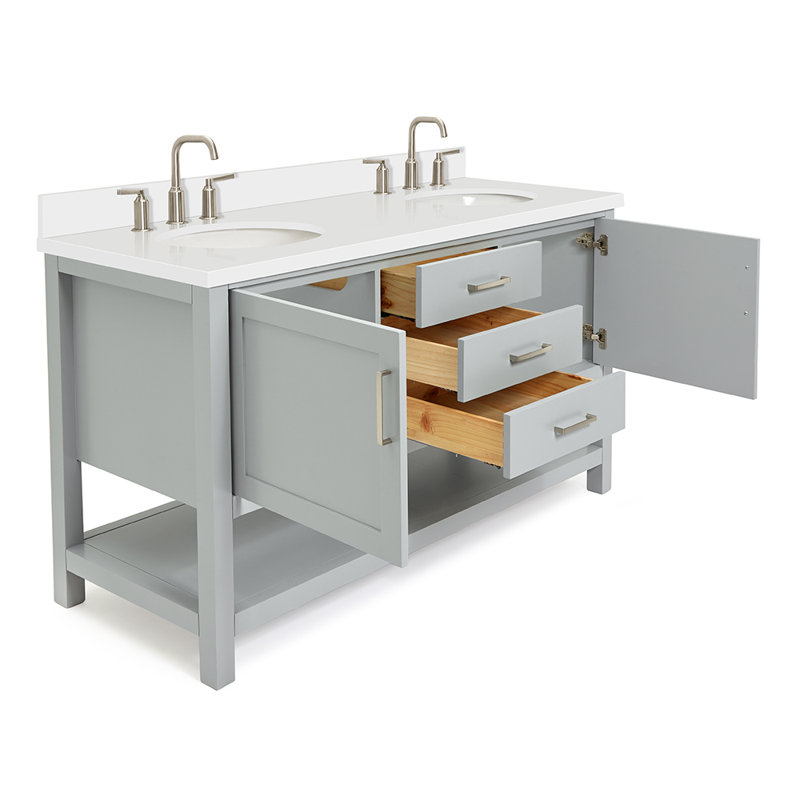 Ensemble de meuble-lavabo double 61 po Abby, Gris