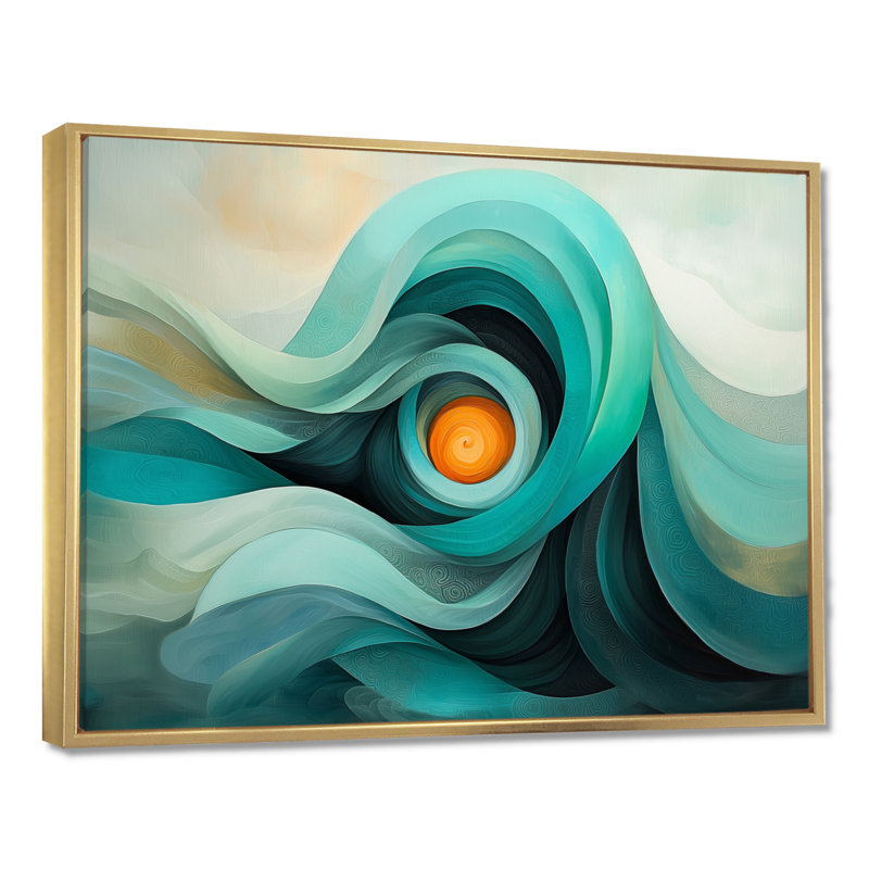 Ombeline vert orange, spirale cosmique abstraite, natures mortes III - Abstract Still Lifes, art mural, H 12 po x l 20 po, Or