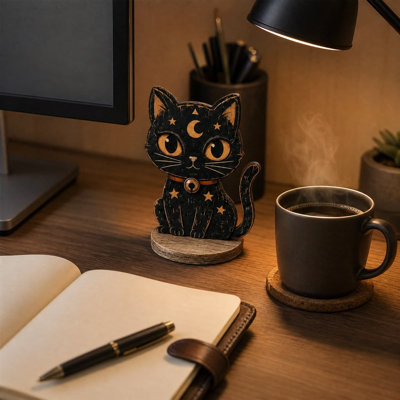 Figurine en bois noir pour chat