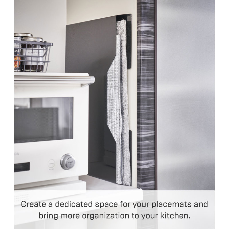 Slim Black Steel Magnetic Placemat Organizer