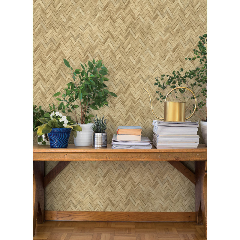 Papier peint Ellery Wheat Herringbone, Brun