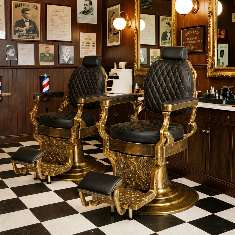 Fauteuil de coiffeur professionnel avec inclinaison de 135 °, hauteur réglable, repose-pieds et appui-tête, pivotant à 360 °, capacité de 660 lb