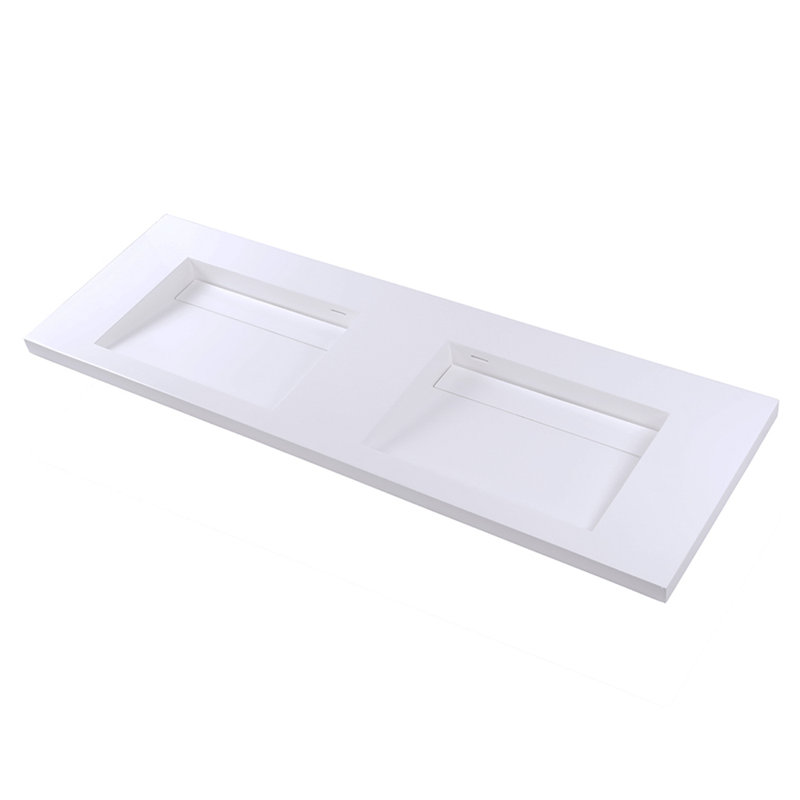 Libera 56'' L Bathroom Sink, Matte White, 0 Hole