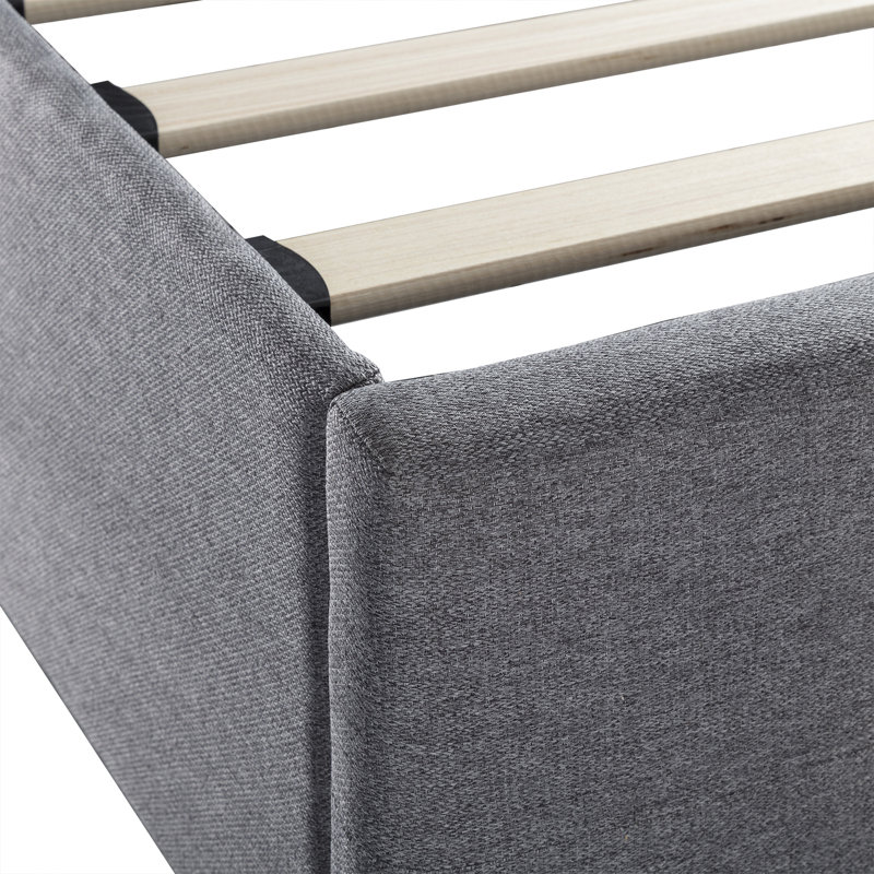 Upholstered Platform Storage Bed, Light Gray
