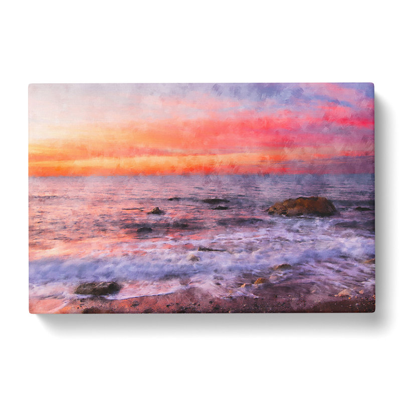 Beach In Spain - Wrapped Canvas Painting, 35cm H x 50cm W x 3cm D