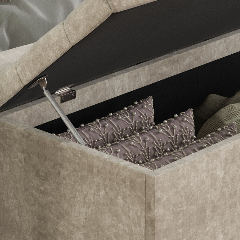 Amrin Upholstered Storage Ottoman, Toy Storage, Stool, Seat, UKFR Certified, Champagne