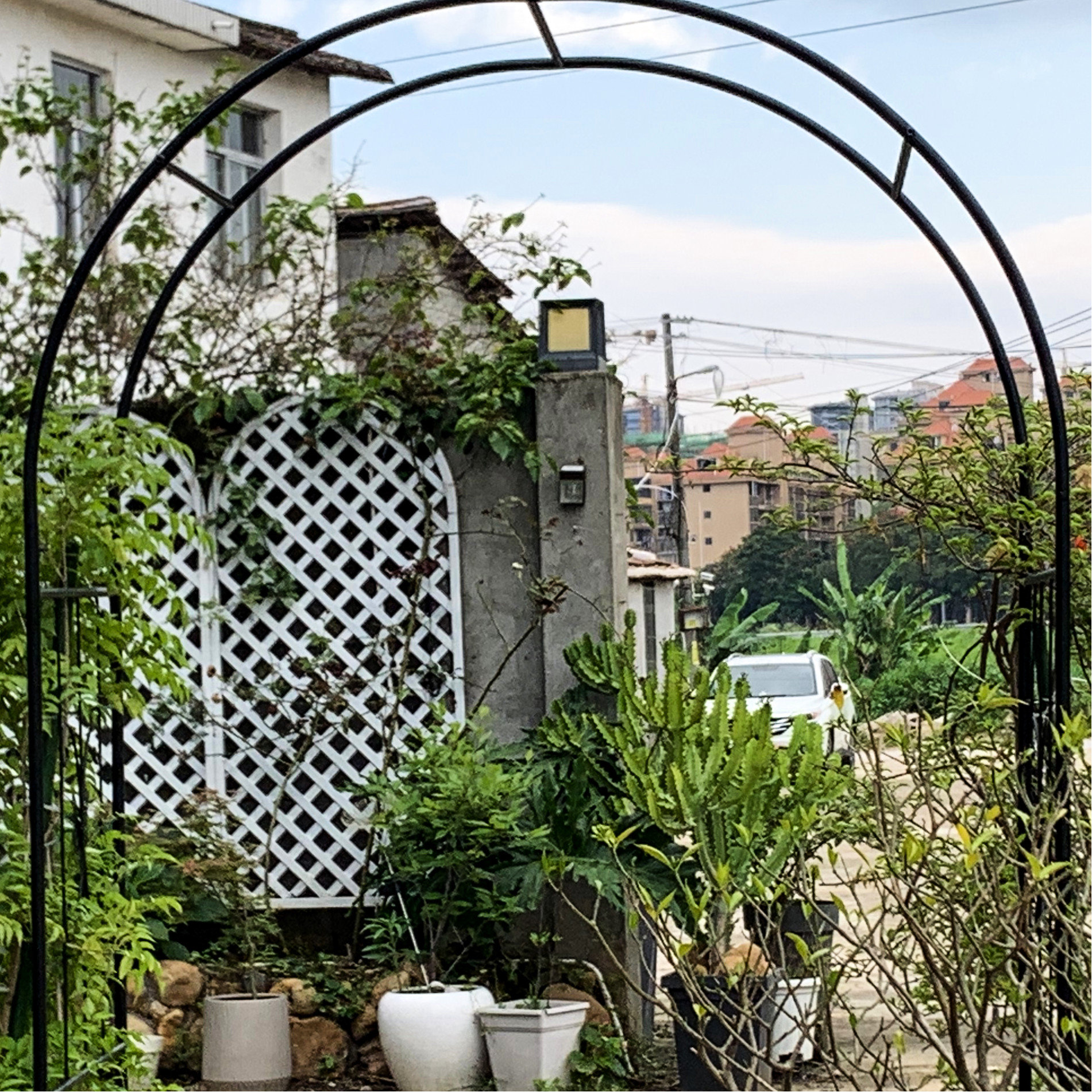 Red Barrel Studio Metal Garden Arch With Gate, Lightweight And For ...
