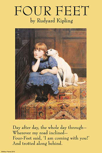 « quatre pieds » par rudyard kipling, affiche rétro