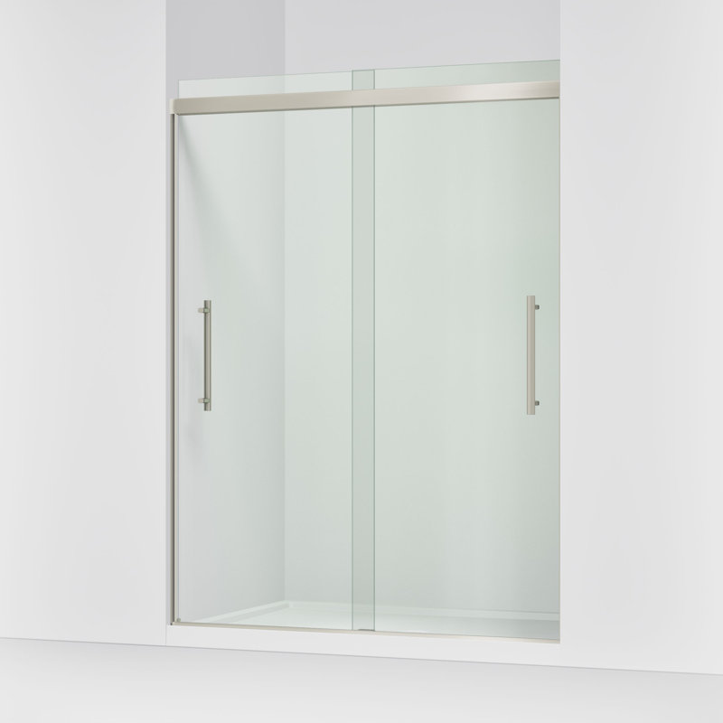 Pleat Frameless Sliding Bath Door, Nickel