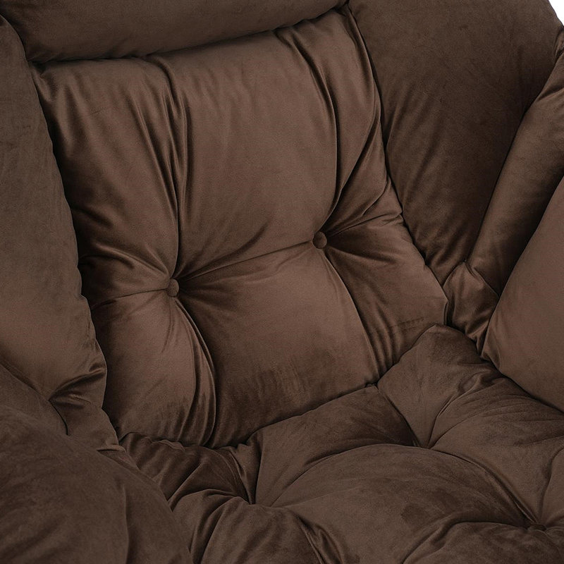 Fauteuil de détente moderne confortable avec poche latérale et repose-pieds pour la détente, Brun