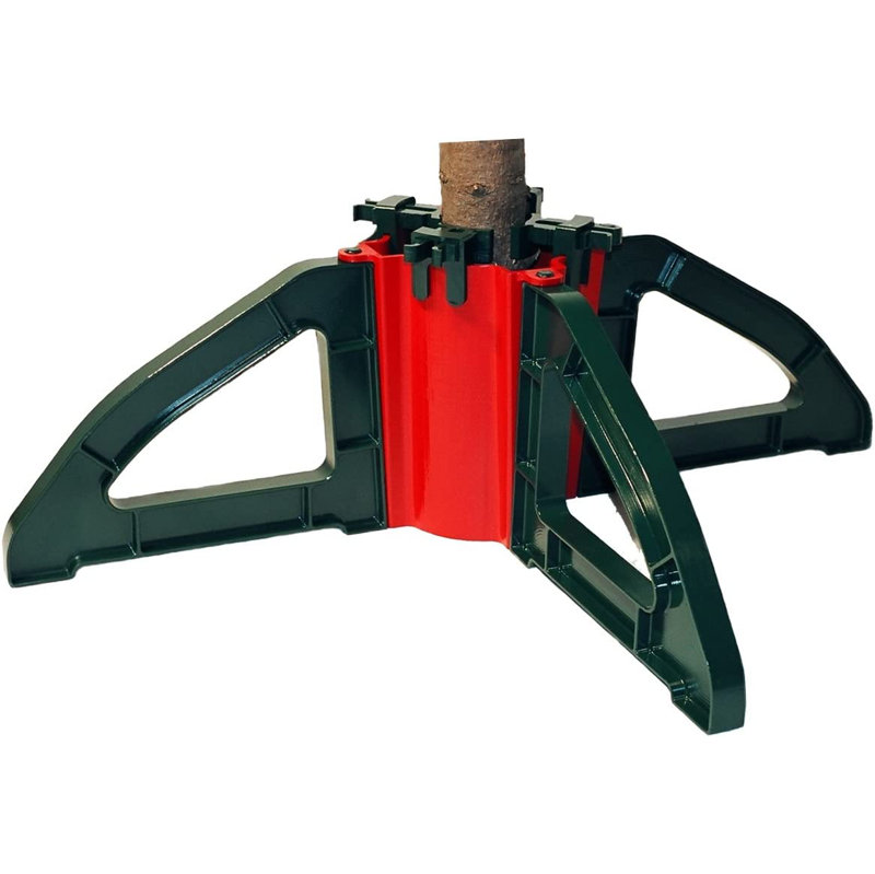 Green and Red Plastic Christmas Tree Stand with Clamping System
