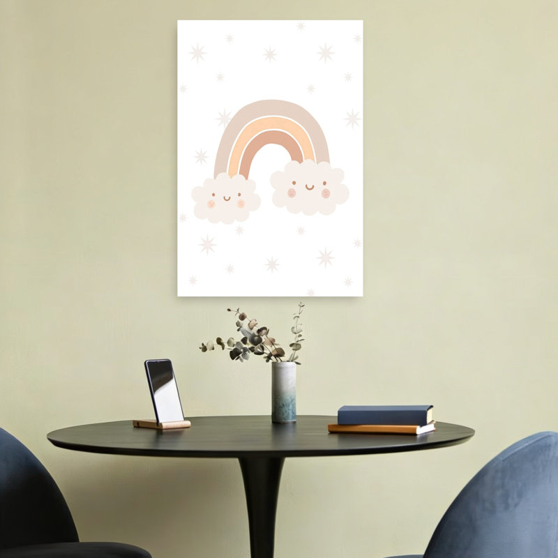 Cute Boho Rainbow Clouds Dreamy Minimalist Playful Landscape Nature Wall Art Print by Mathieu - Wrapped Canvas Print