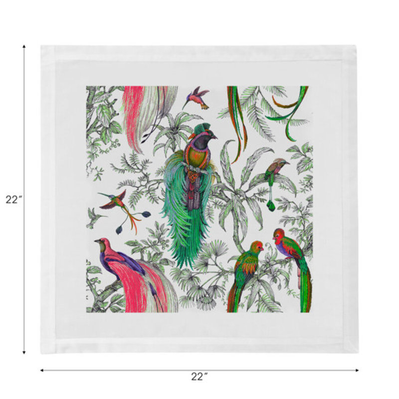 Audubon Exotica Cotton Blend Square Napkins, Green Persimmon