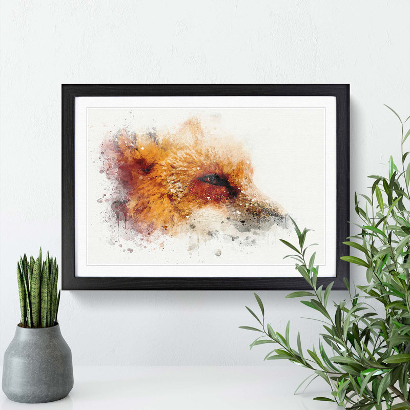 Profile of a Red Fox in Abstract - Framed Print, 40cm H x 60cm W x 2cm D, Black