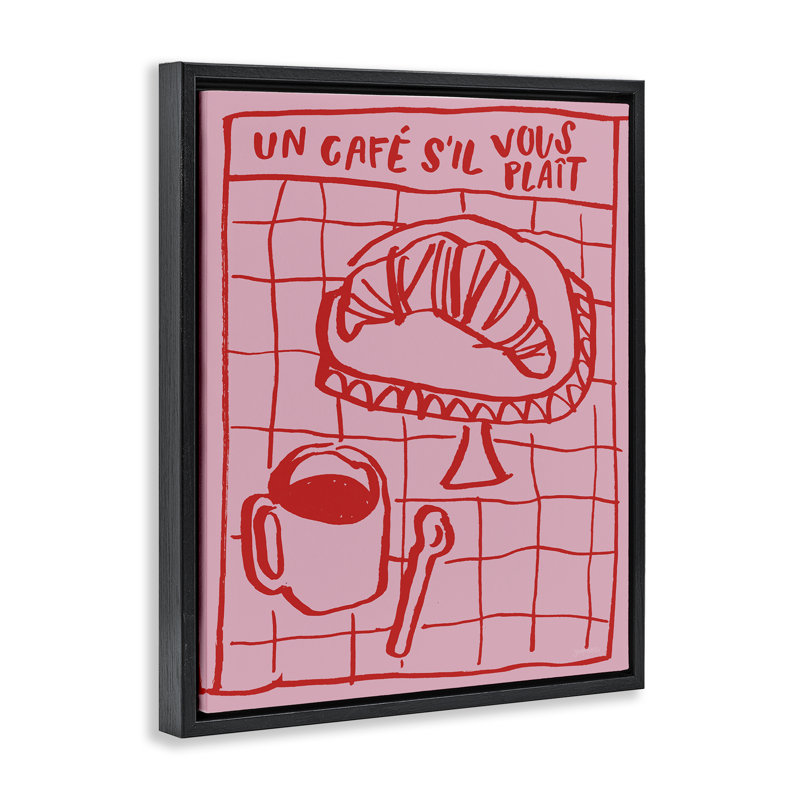 Cadre flottant Cafe Brunch Doodles, design par Jenaya Jackson, Cadre flottant noir de jais, H 31 po x l 25 po