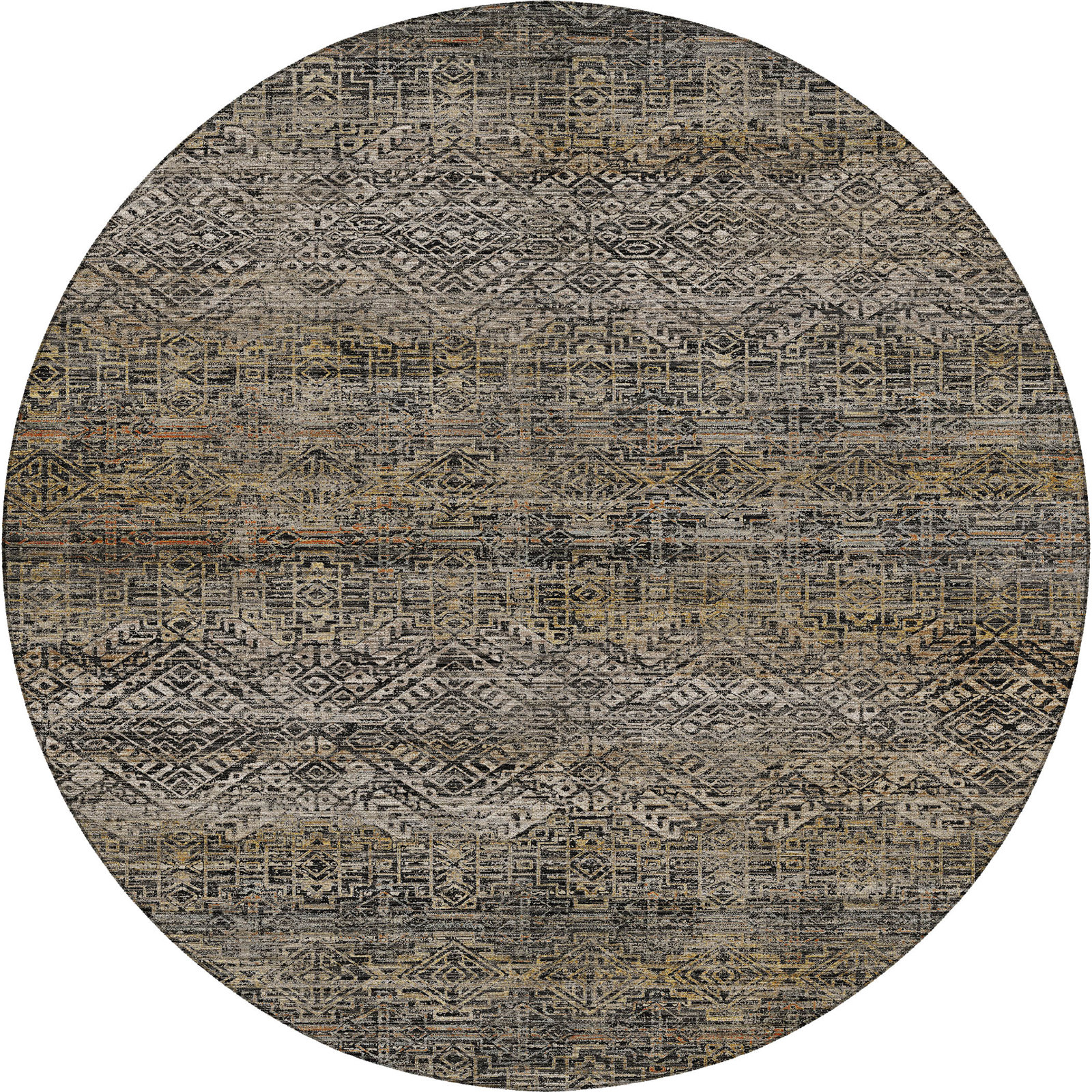 Premium Machine Washable Tirico Casual Rug, Black, 8' Round