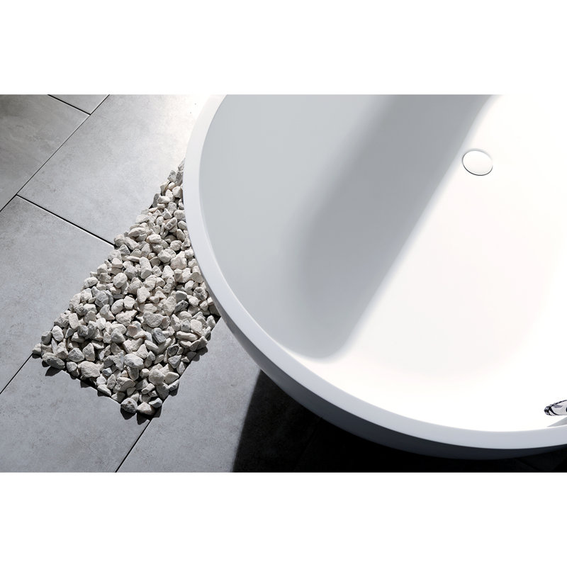 Kingston Brass Arcticstone 70-Inch Solid Surface Oval Double Ended Freestanding Tub with Drain