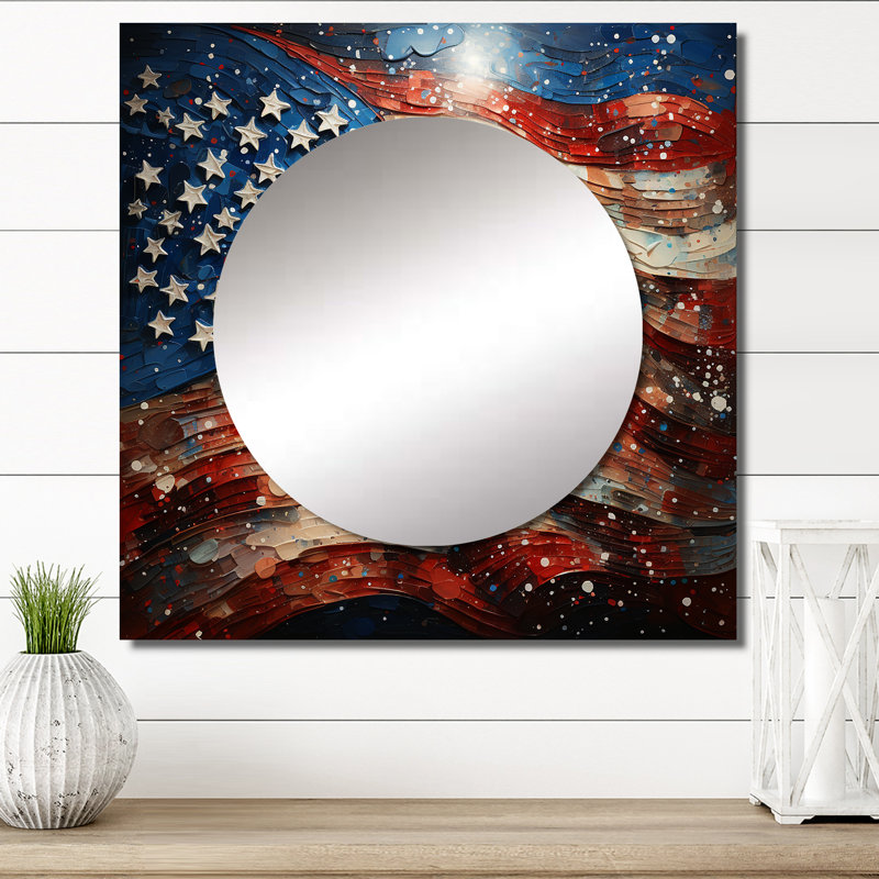 Gevena - Grand miroir carré à décor de drapeaux, 36 po x 36 po