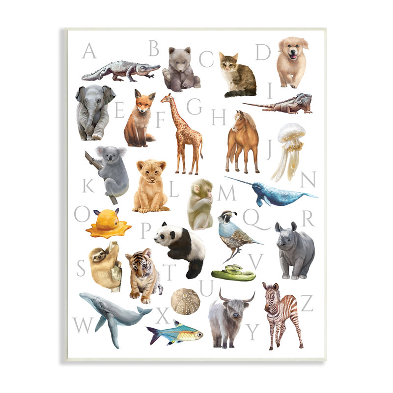 Animaux de l'alphabet traditionnel ABC - impression, Plaque murale, H 15 po x l 10 po