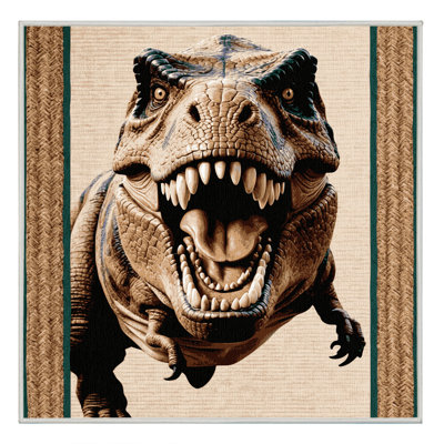 Tapis beige dinosaures lavable à la machine