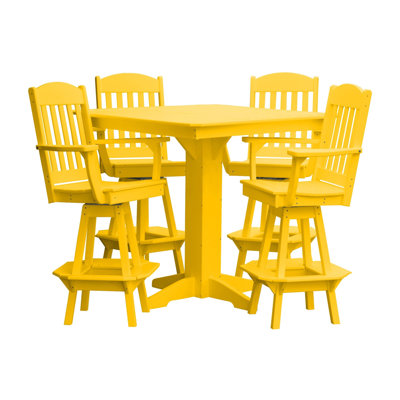  Ensemble de bar 5 pièces en poly Ellison avec table carrée, jaune citron