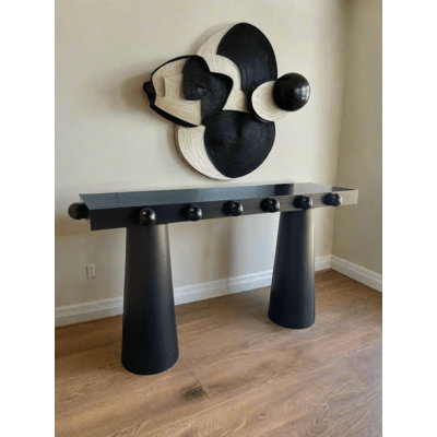 Dot 65 po. Longue console architecturale moderne avec motif de boules en noir