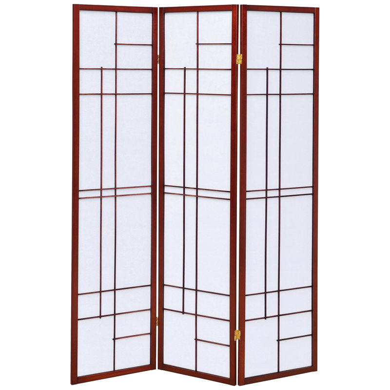Paravent à 3 panneaux dans une combinaison blanc brun rouge, façon polyvalente de séparer l'espace, bois d'hévéa, hauteur de 71,25 pouces pour une ambiance chaleureuse et rouge riche, cadre en pin, construction élégante